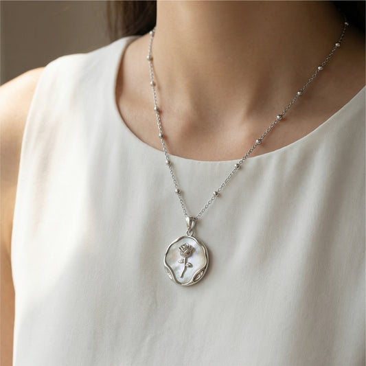 Rose Pearl Medallion Necklace