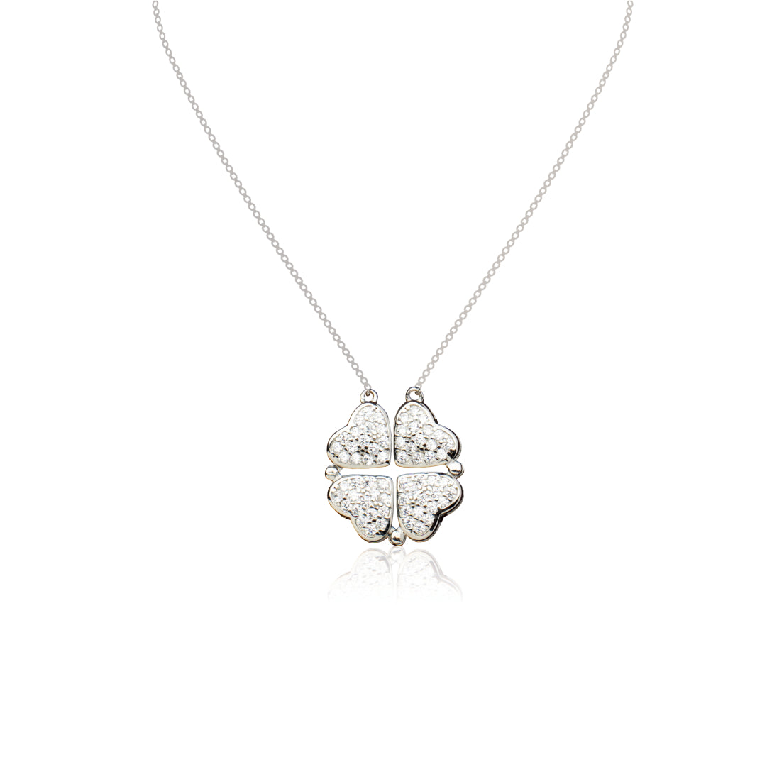 Floral Heart Necklace - silver chain for women