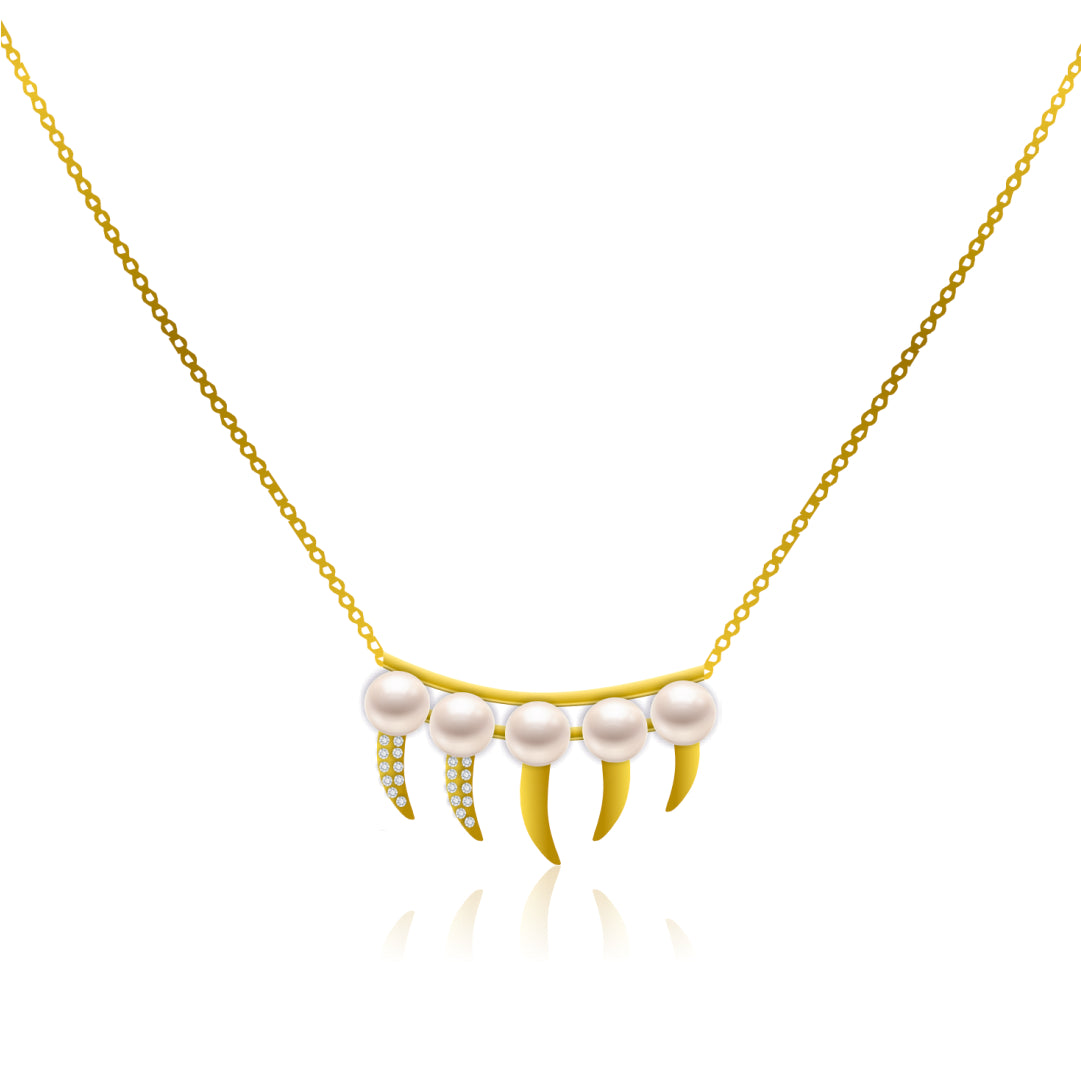 Gilded Pearl Necklace - silver chain design