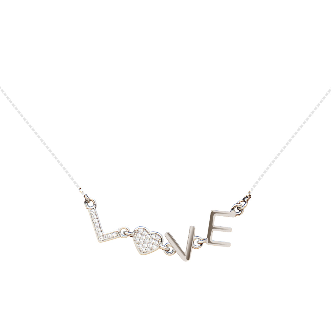 Diamond Love Charm - plain silver chain