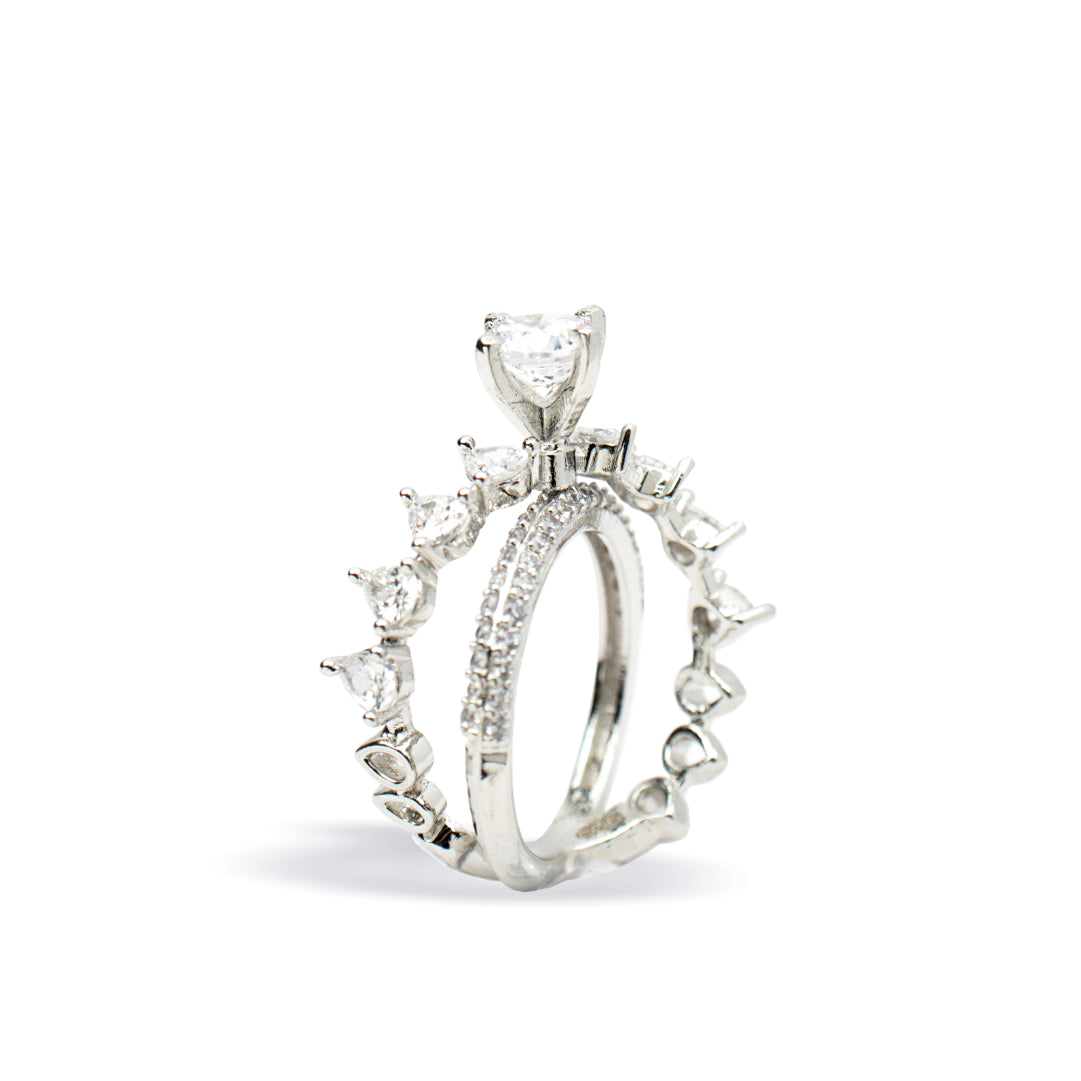 Diamond Duo Ring - sterling silver rings ladies