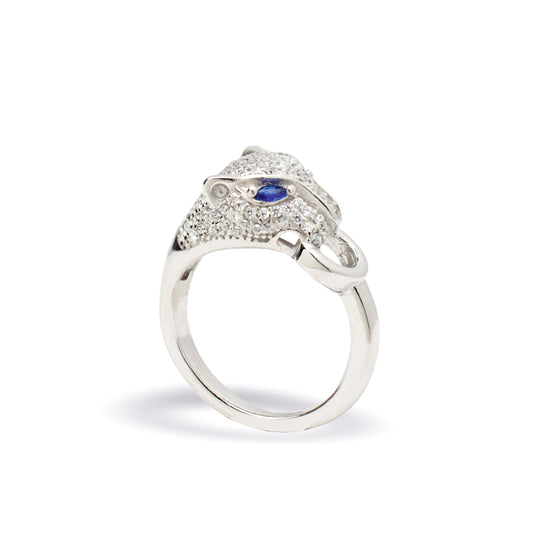 Deep Blue Tiger Ring - sterling silver ring women