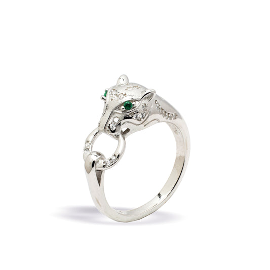 Panther Spark Ring - silver ring with stone