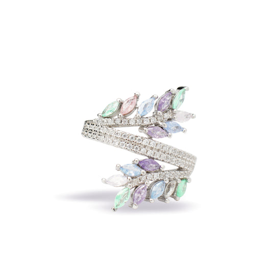 Rainbow Leaf Ring - silver ring design for women