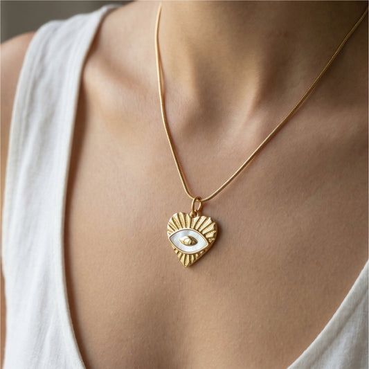 Heart Evil Eye Pendant Necklace