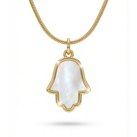 Hamsa Pearl Pendant Necklace
