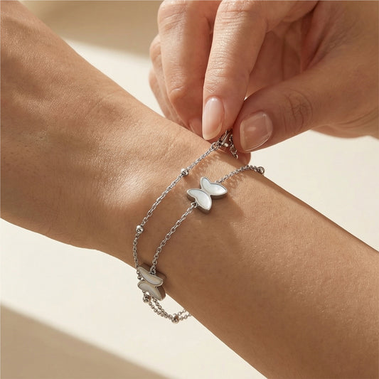 Double Chain Butterfly Bracelet