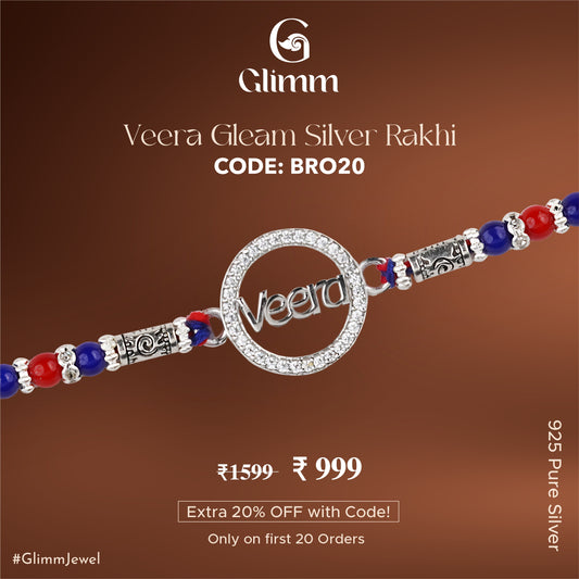Veera Gleam Silver Rakhi